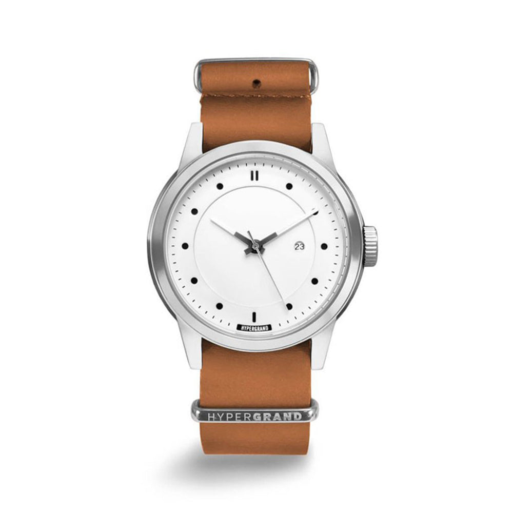 ANTI BASIC SILVER BROWN HONEY LEATHER WATCH