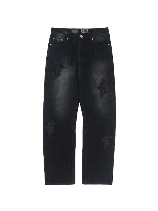 CHAOS BLACK PATCH DENIM PANTS