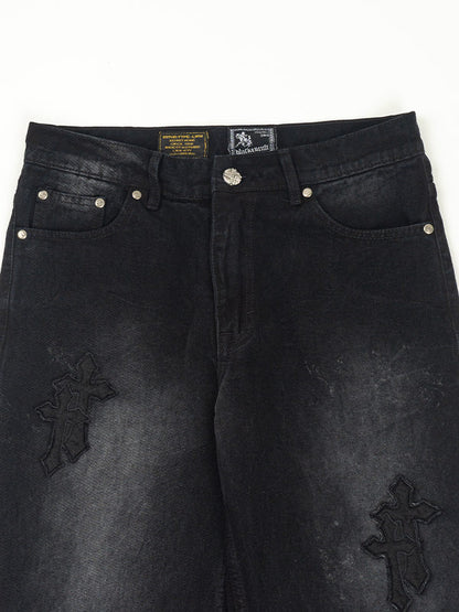 CHAOS BLACK PATCH DENIM PANTS