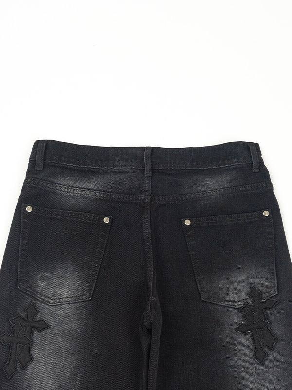 CHAOS BLACK PATCH DENIM PANTS