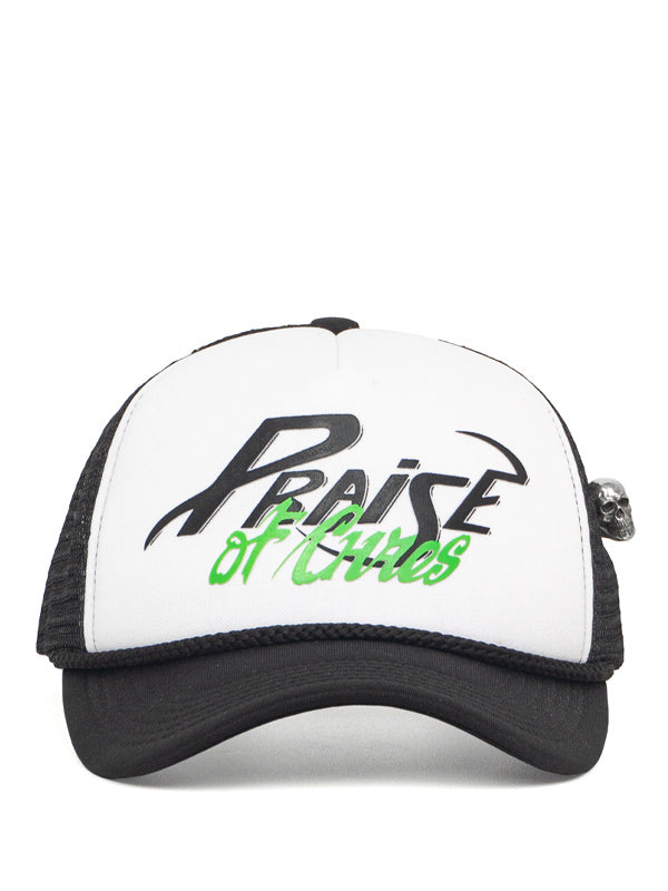 PRAISE OF CHAOS BLACK TRUCKER CAP