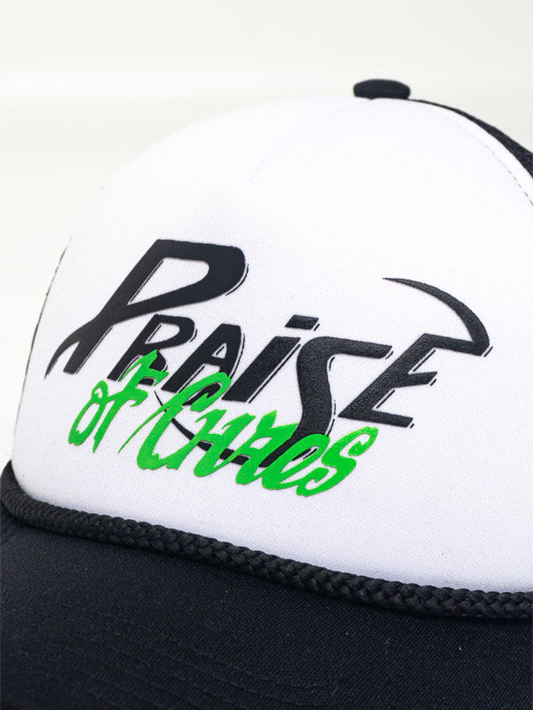 PRAISE OF CHAOS BLACK TRUCKER CAP